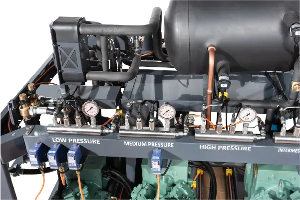 3 bitzer compressor amonia system refrigeration units upside